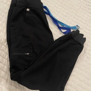 Figs Black Joggers with Blue Highlights XS Petite